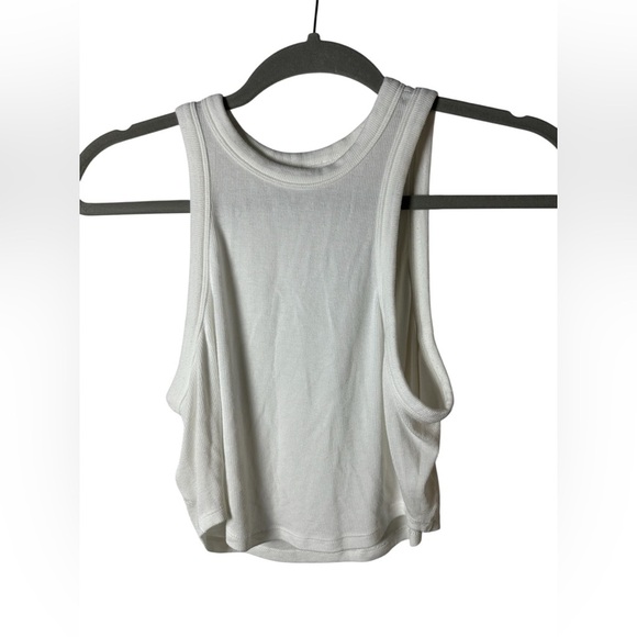 Lululemon Hold Tight Crop Tank Top White Ribbed Size 4 / Small - Picture 2 of 7